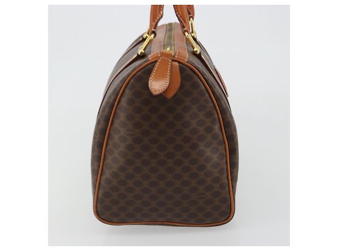 Céline Borsa Boston CELINE in tela Macadam PVC Pelle Marrone Oro Auth 189503A D'oro - vista 3