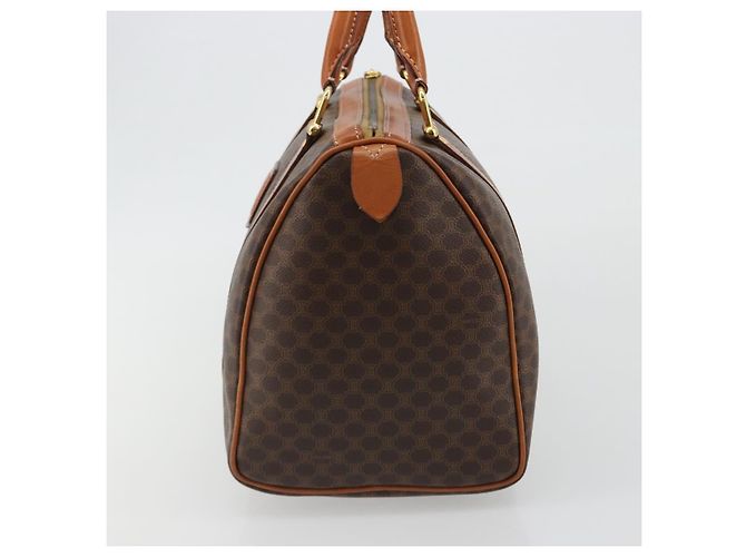 Céline Borsa Boston CELINE in tela Macadam PVC Pelle Marrone Oro Auth 189503A D'oro - vista 4