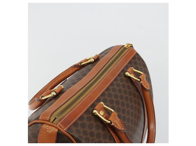 Céline Borsa Boston CELINE in tela Macadam PVC Pelle Marrone Oro Auth 189503A D'oro - vista 6