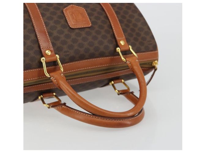 Céline Borsa Boston CELINE in tela Macadam PVC Pelle Marrone Oro Auth 189503A D'oro - vista 7
