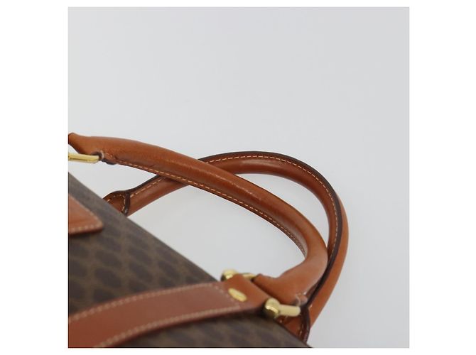Céline Borsa Boston CELINE in tela Macadam PVC Pelle Marrone Oro Auth 189503A D'oro - vista 8