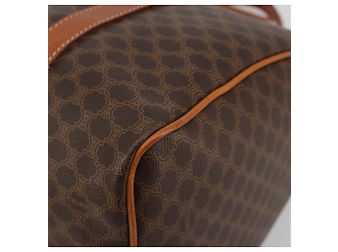 Céline Borsa Boston CELINE in tela Macadam PVC Pelle Marrone Oro Auth 189503A D'oro - vista 9