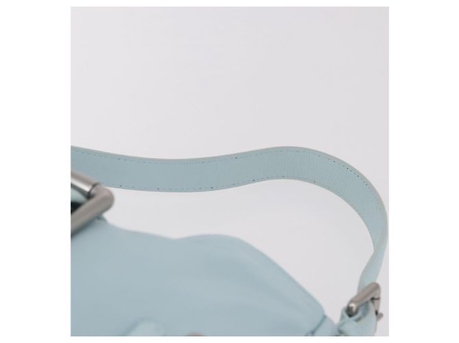 Borsa a Spalla BOTTEGA VENETA Nylon Azzurro Light Silver Auth 189899M Argento Blu chiaro - vista 14