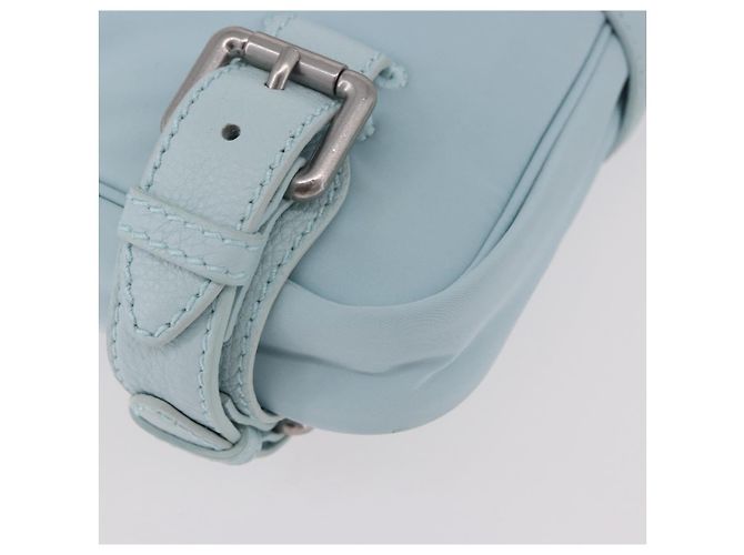 Borsa a Spalla BOTTEGA VENETA Nylon Azzurro Light Silver Auth 189899M Argento Blu chiaro - vista 15