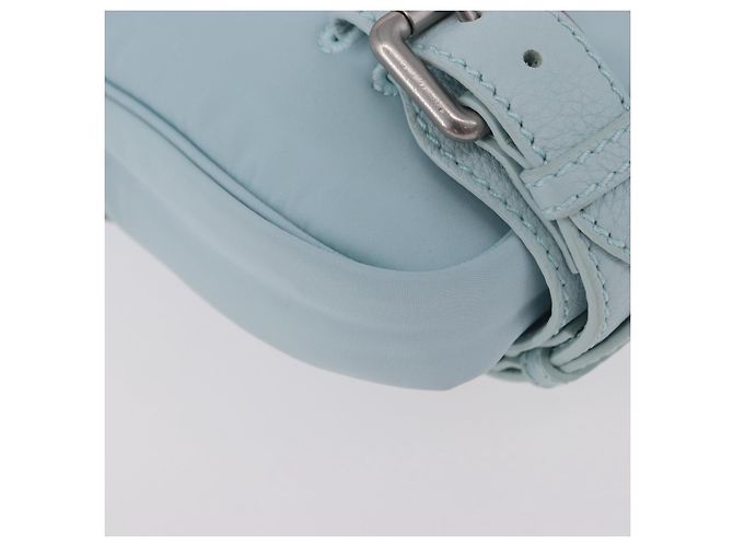 Borsa a Spalla BOTTEGA VENETA Nylon Azzurro Light Silver Auth 189899M Argento Blu chiaro - vista 16