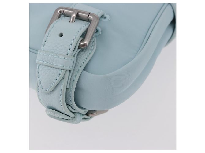 Borsa a Spalla BOTTEGA VENETA Nylon Azzurro Light Silver Auth 189899M Argento Blu chiaro - vista 17
