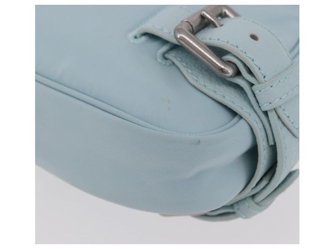 Borsa a Spalla BOTTEGA VENETA Nylon Azzurro Light Silver Auth 189899M Argento Blu chiaro - vista 18