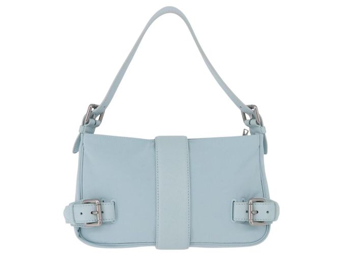 Borsa a Spalla BOTTEGA VENETA Nylon Azzurro Light Silver Auth 189899M Argento Blu chiaro - vista 2