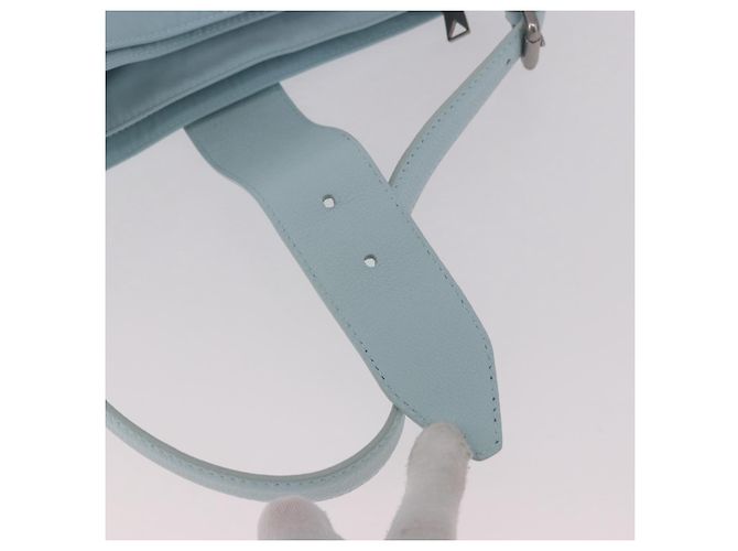 Borsa a Spalla BOTTEGA VENETA Nylon Azzurro Light Silver Auth 189899M Argento Blu chiaro - vista 20