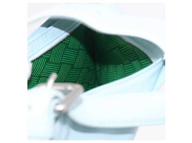 Borsa a Spalla BOTTEGA VENETA Nylon Azzurro Light Silver Auth 189899M Argento Blu chiaro - vista 25