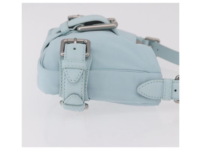 Borsa a Spalla BOTTEGA VENETA Nylon Azzurro Light Silver Auth 189899M Argento Blu chiaro - vista 3