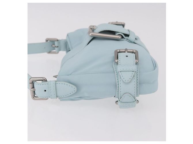 Borsa a Spalla BOTTEGA VENETA Nylon Azzurro Light Silver Auth 189899M Argento Blu chiaro - vista 4