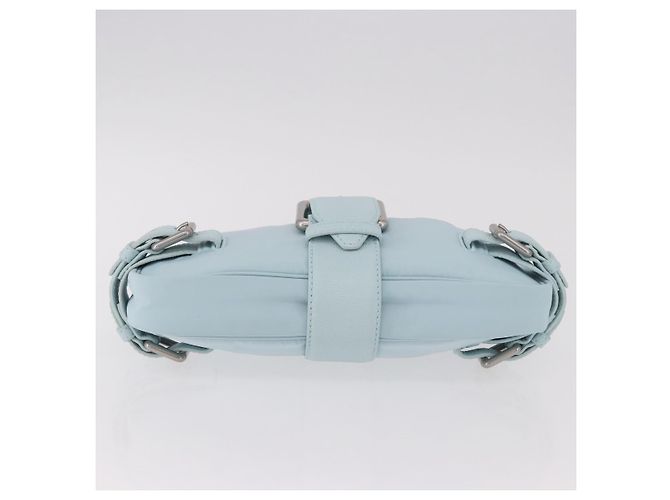 Borsa a Spalla BOTTEGA VENETA Nylon Azzurro Light Silver Auth 189899M Argento Blu chiaro - vista 5