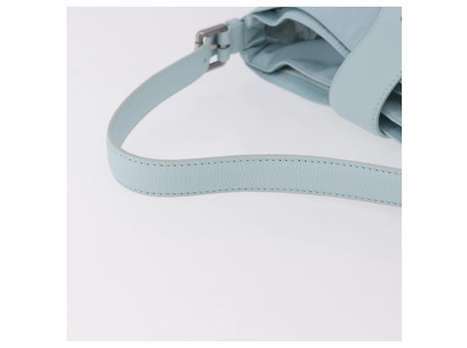 Borsa a Spalla BOTTEGA VENETA Nylon Azzurro Light Silver Auth 189899M Argento Blu chiaro - vista 7