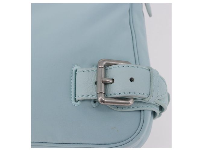 Borsa a Spalla BOTTEGA VENETA Nylon Azzurro Light Silver Auth 189899M Argento Blu chiaro - vista 9