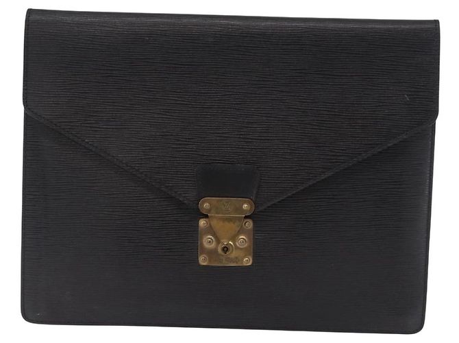 LOUIS VUITTON Epi Porte Documents Senatur Valigetta Nera M54452 LV Auth ka4997 Nero - vista 13