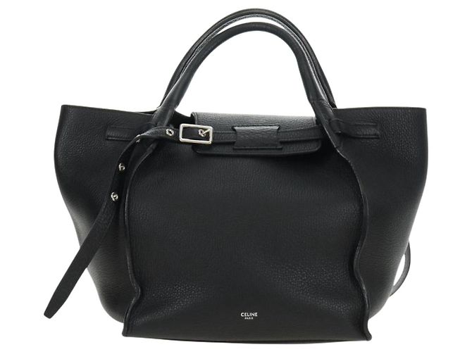 Céline CELINE Big bag Small Hand Bag Pelle Nero Argento Auth 189349SAM - vista 13