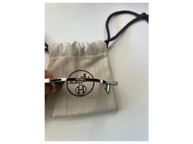 Hermès Boucle de ceinture Quizz H Palladium et Laque Blanc Orange Bijouterie argentée - vue 2