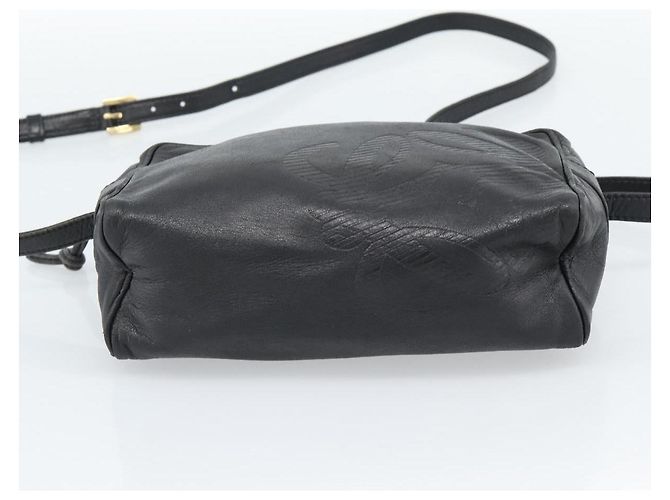 LOEWE Anagram Shoulder Bag Leather Black Gold Auth bs35825 Nero D'oro - vista 5