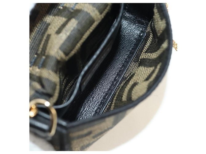 FENDI FENDACE Nano Baguette Chain Shoulder Pouch Black Brown Auth 190223SAM Marrone Nero - vista 10