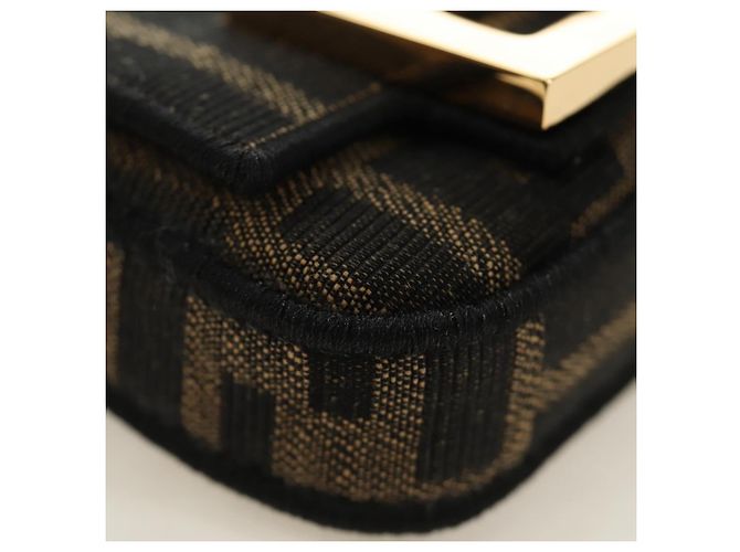 FENDI FENDACE Nano Baguette Chain Shoulder Pouch Black Brown Auth 190223SAM Marrone Nero - vista 17