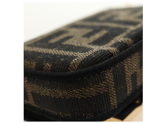 FENDI FENDACE Nano Baguette Chain Shoulder Pouch Black Brown Auth 190223SAM Marrone Nero - vista 19