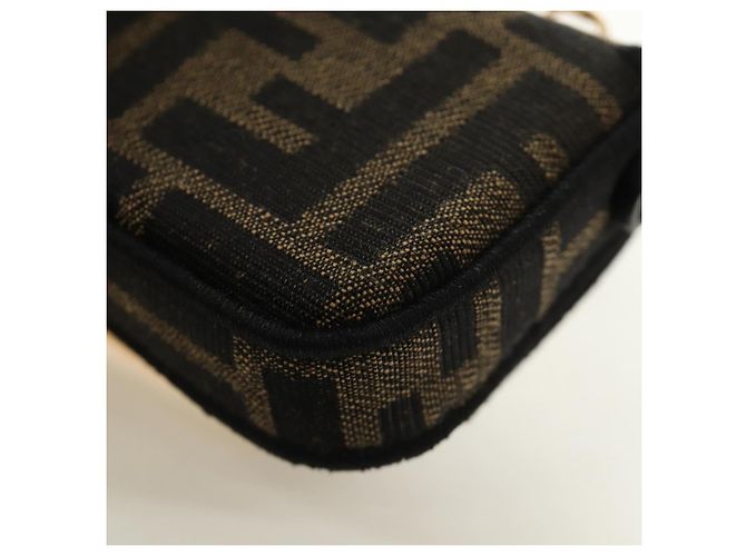 FENDI FENDACE Nano Baguette Chain Shoulder Pouch Black Brown Auth 190223SAM Marrone Nero - vista 20