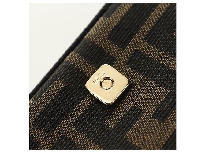 FENDI FENDACE Nano Baguette Chain Shoulder Pouch Black Brown Auth 190223SAM Marrone Nero - vista 23