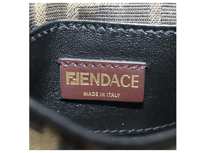 FENDI FENDACE Nano Baguette Chain Shoulder Pouch Black Brown Auth 190223SAM Marrone Nero - vista 24