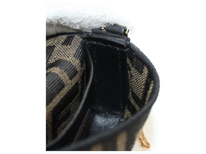 FENDI FENDACE Nano Baguette Chain Shoulder Pouch Black Brown Auth 190223SAM Marrone Nero - vista 25