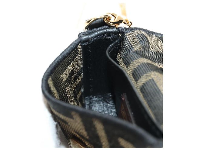 FENDI FENDACE Nano Baguette Chain Shoulder Pouch Black Brown Auth 190223SAM Marrone Nero - vista 26