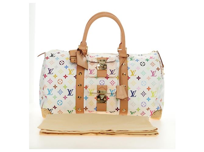 LOUIS VUITTON Monogram Multicolor Keepall 45 Borsa Bianca M92641 LV Auth 190220SAV Bianco - vista 12