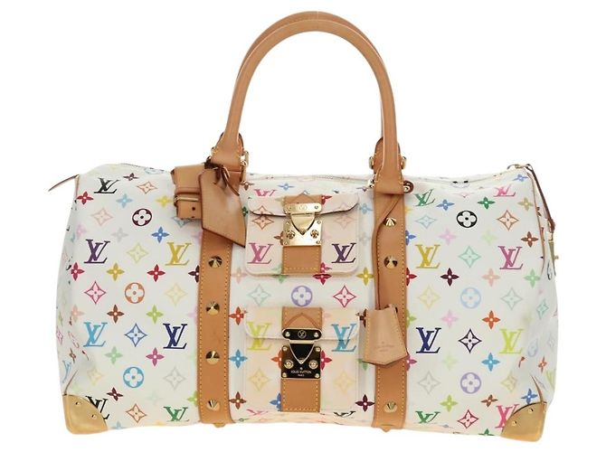 LOUIS VUITTON Monogram Multicolor Keepall 45 Borsa Bianca M92641 LV Auth 190220SAV Bianco - vista 13