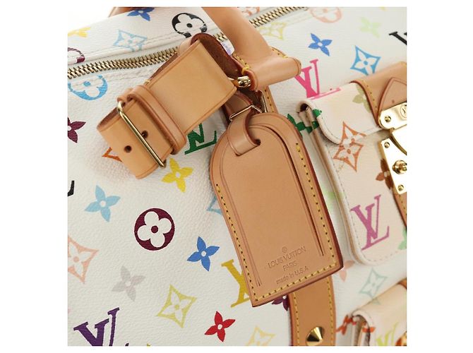LOUIS VUITTON Monogram Multicolor Keepall 45 Borsa Bianca M92641 LV Auth 190220SAV Bianco - vista 18