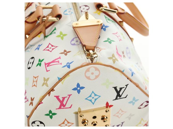 LOUIS VUITTON Monogram Multicolor Keepall 45 Borsa Bianca M92641 LV Auth 190220SAV Bianco - vista 24