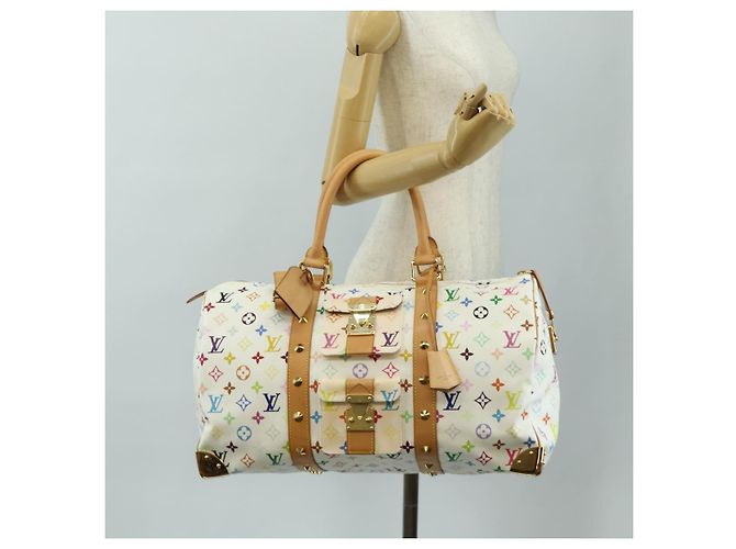 LOUIS VUITTON Monogram Multicolor Keepall 45 Borsa Bianca M92641 LV Auth 190220SAV Bianco - vista 27