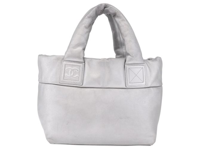 CHANEL Cococoon Tote Bag Leder Silber CC Auth mr2607 - Ansicht 13