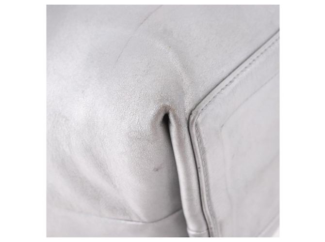 CHANEL Cococoon Tote Bag Leder Silber CC Auth mr2607 - Ansicht 15