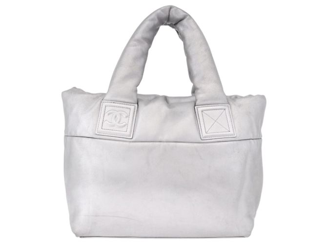 CHANEL Cococoon Tote Bag Leder Silber CC Auth mr2607 - Ansicht 2