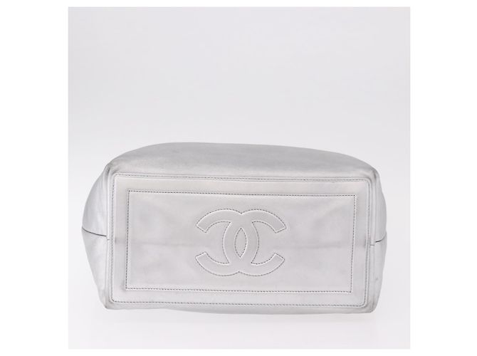 CHANEL Cococoon Tote Bag Leder Silber CC Auth mr2607 - Ansicht 5