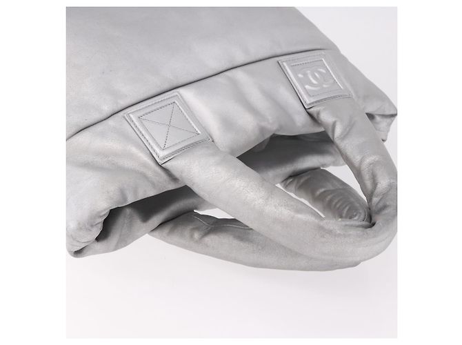 CHANEL Cococoon Tote Bag Leder Silber CC Auth mr2607 - Ansicht 6