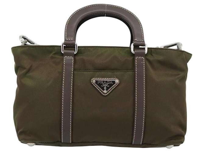 Borsa PRADA Nylon 2way Khaki Silver Auth 188309 Argento Cachi - vista 13