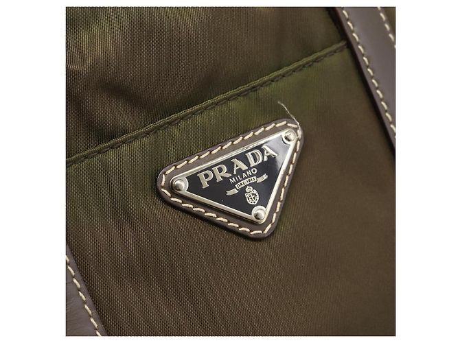 Borsa PRADA Nylon 2way Khaki Silver Auth 188309 Argento Cachi - vista 19
