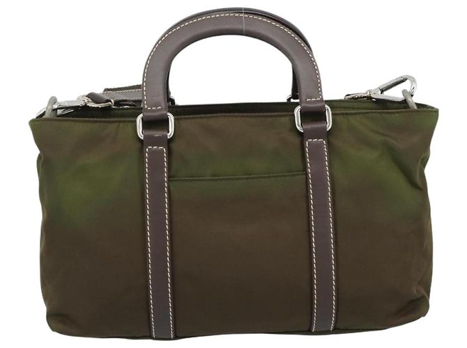 Borsa PRADA Nylon 2way Khaki Silver Auth 188309 Argento Cachi - vista 2