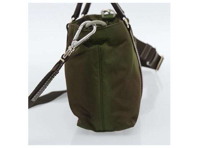 Borsa PRADA Nylon 2way Khaki Silver Auth 188309 Argento Cachi - vista 4