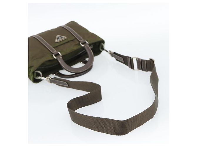 Borsa PRADA Nylon 2way Khaki Silver Auth 188309 Argento Cachi - vista 8