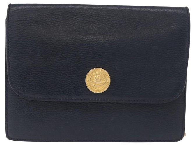 Céline Sac à bandoulière CELINE Medallion Chain en cuir noir et or Auth 189809A Doré - vue 13