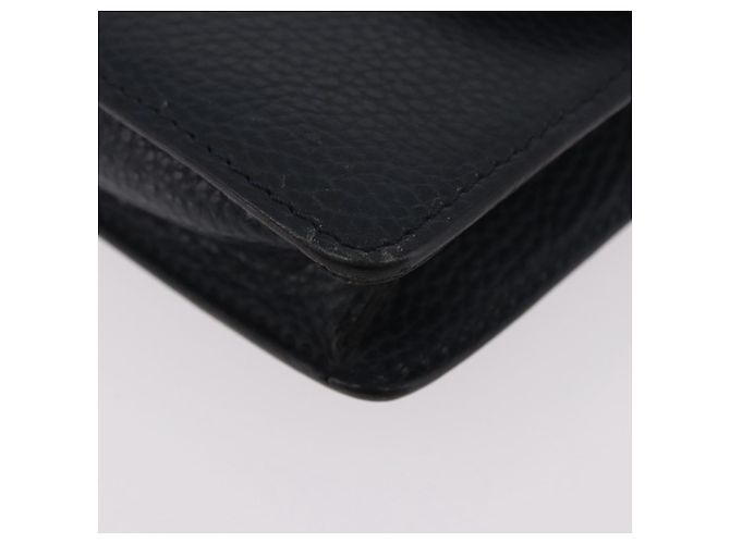 Céline Sac à bandoulière CELINE Medallion Chain en cuir noir et or Auth 189809A Doré - vue 15
