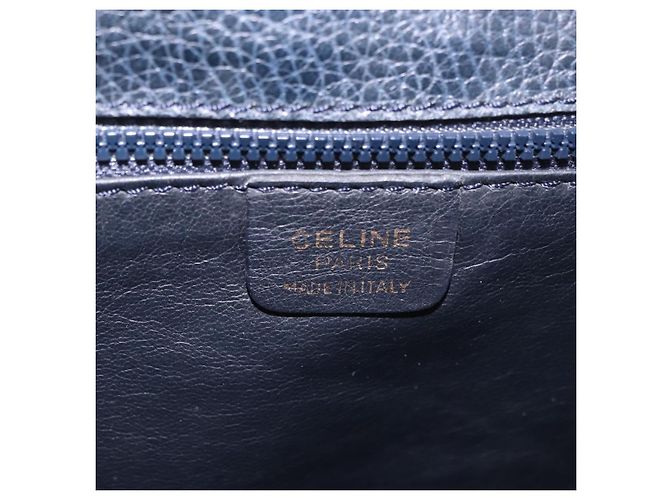 Céline Sac à bandoulière CELINE Medallion Chain en cuir noir et or Auth 189809A Doré - vue 19