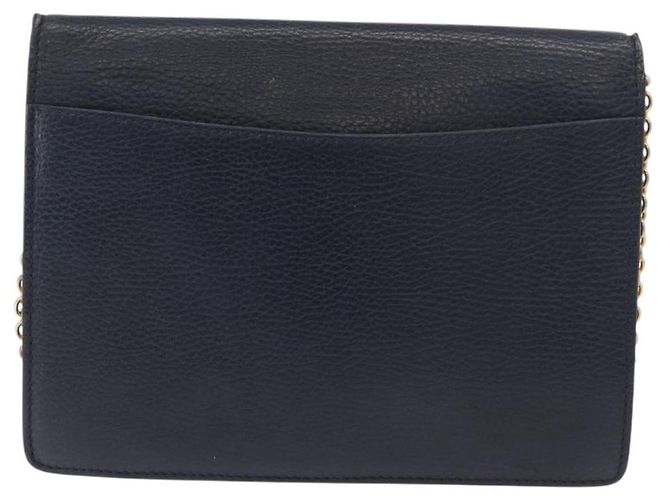 Céline Sac à bandoulière CELINE Medallion Chain en cuir noir et or Auth 189809A Doré - vue 2